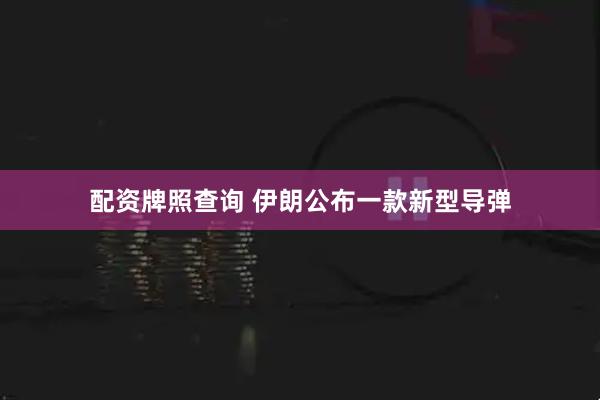 配资牌照查询 伊朗公布一款新型导弹